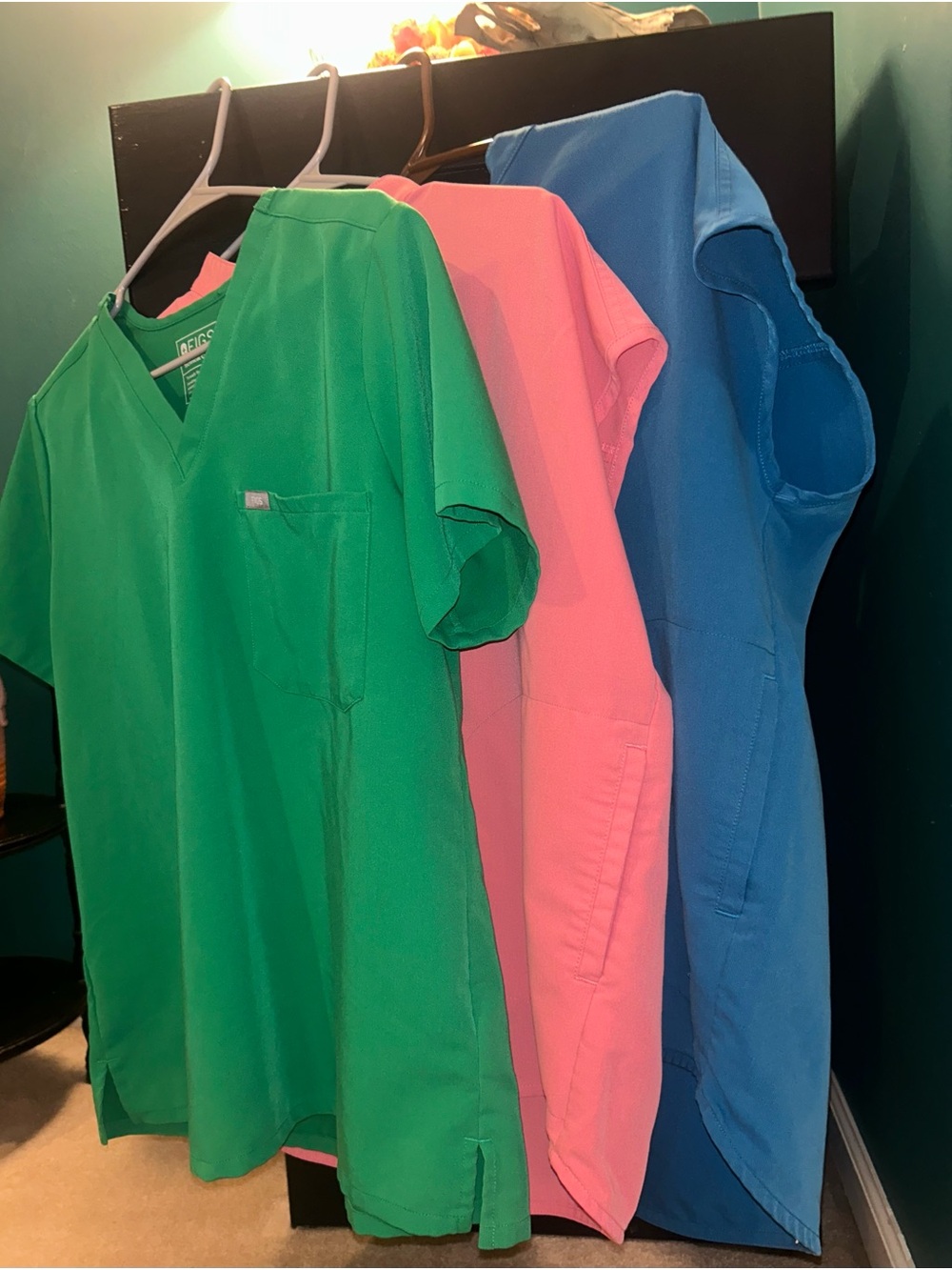 Figs Women’s Short Sleeve Scrub Tops BUNDLE - Green, Pink, Blue